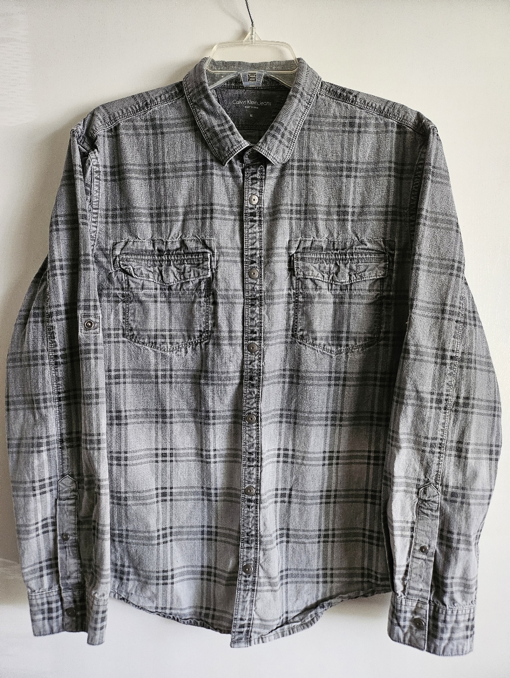NWOT Calvin Klein Jeans Men’s Ombré Flannel Button Up Cotton Shirt Size Xlarge